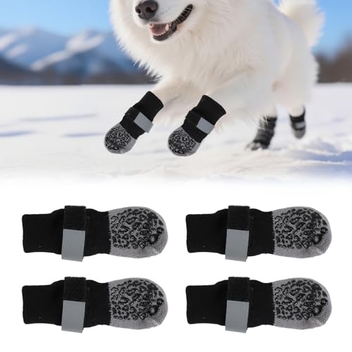 JRILUO 2 Paires Chaussettes Antidérapantes pour Chien de Moins de 5 kg, Chaussette Chien avec Bandes Ajustables, Protection Double Face pour Pattes, Textiles et Accessoires pour Chiens, 4.5×12 cm