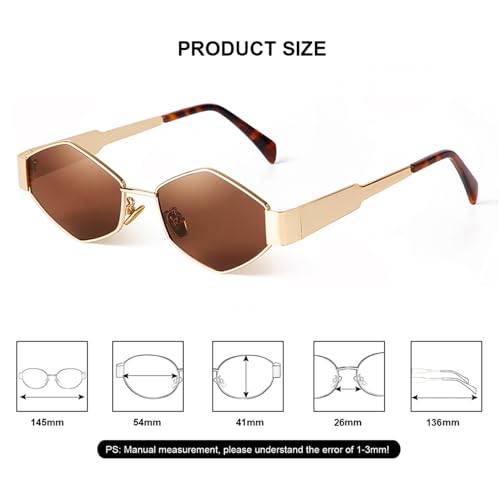 VIA LEECA Retro Hexagon Sunglasses for Women Men 90s Trendy UV400 Protection Shades4
