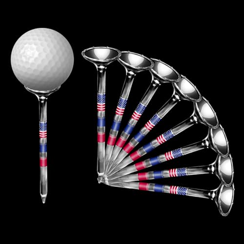 BAIRBRE Golf Tees 3 1/4'' Plastic Golf Tees with Big Cup 50pcs USA American Flag Golf Tees Unbreakable Golf Tees Transparent Reduce Side Spin and Friction Long Golf Tees Golf Accessories for Men