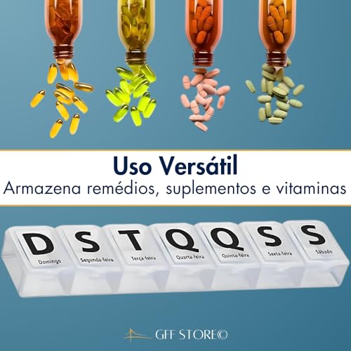 Kit 3 Porta Comprimidos Semanal Medicamentos Remédios Suplementos Vitaminas Cápsulas Organizador Est