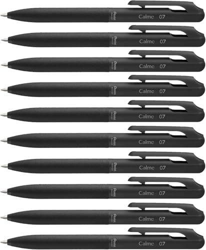 Pentel BXA107A-A Calme Kugelschreiber, deutlich gedämpftes Klick-Geräusch, Griffzone in Lederoptik, nachfüllbar, Kugel 0.7mm = Strichstärke 0.35mm, Schreibfarbe schwarz, 1 Stück