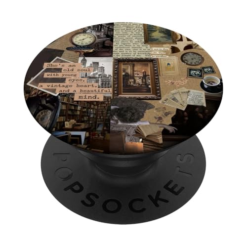 Aesthetic Reading Book Lover Dark Academia Bookworm Collage PopSockets Adhesive PopGrip