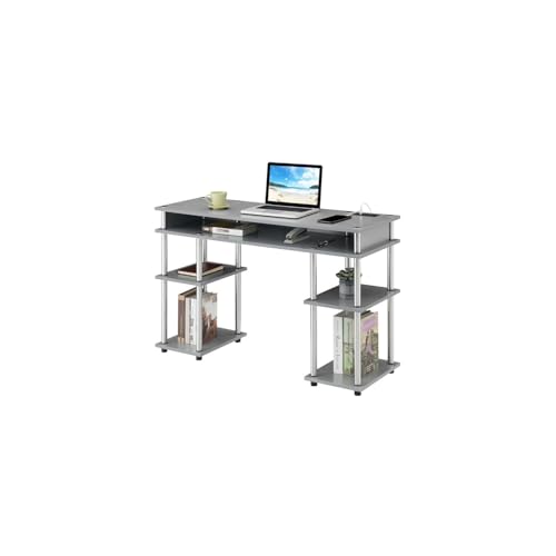 Maykoosh Tuscan Treats No Tools Student Desk with Charging Station and Shelves, Gray - 15.75