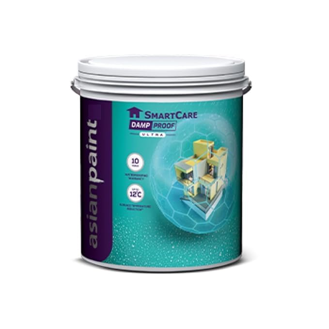 Asian Paint Smart Care Damp Proof Ultra,PU Hybrid Waterproofing,12-Year Warranty,Crack Bridging 2.5mm,Surface Temp Reduction 12°C,Resists 10 Bar Water Pressure - 20 Liter (White)