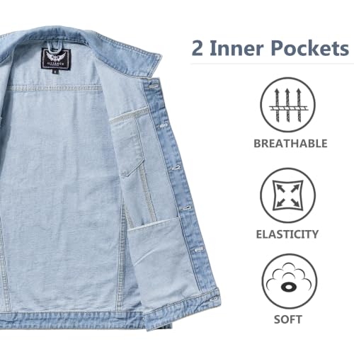 Image of JYG Denim Vest for Men Casual Stretchy Trucker Jean Vests Fashion Vintage Sleeveless Jacket Vest