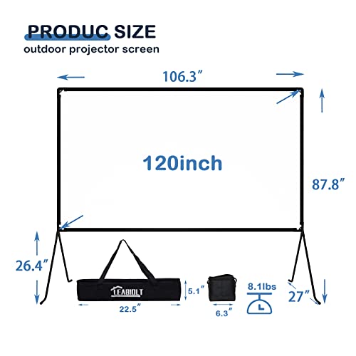 Projector Screen And Stand,120 Inch Outdoor Projector Screen With Stand,Front And Rear Without Wrinkles Outdoor Movie Screen,Triangular Design Stable Frame For Backyard Portable Movie Theater #TOP3