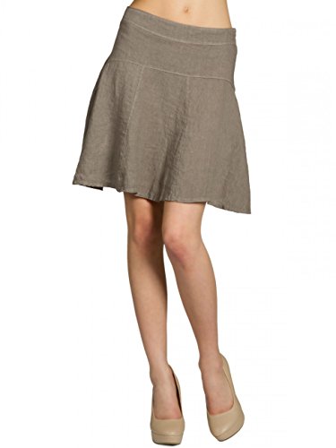 Caspar RO013 Falda Corta para Mujer de Lino Ideal para el Verano, Color:Fango, Talla:L - DE40 UK12 IT44 ES42 US10