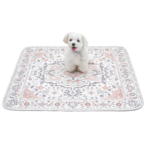 Image of Paw Inspired Designer Light Persian Print Dog Pads, 36 inch x 36 inch Size, 2 Pack | Premium Washable, Reusable, Waterproof Mat, Leakproof, Non-Slip Liner for Potty Training, Whelping