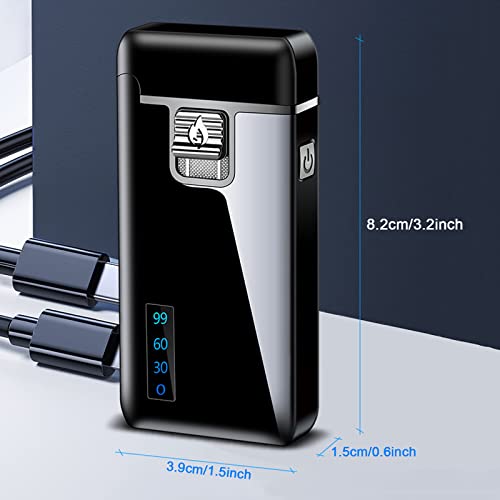 Torch Lighter And Arc Lighter 2 In 1, Dual Jet Flame Butane Lighter Refillable Butane Dual Arc Electric Lighter, Usb Rechargeable Lighter Windproof Infinity Lighter For Gifts- Outdoor Indoor (Black) #TOP6