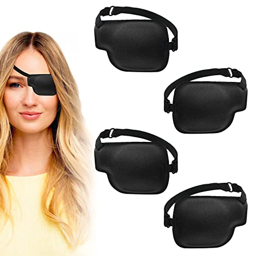 Scettar 4 Pezzi Benda Occhio Regolabile,Benda Medica per Occhio di Correzione per Adulto e Bambini,Maschera per gli occhi per L'amliopia e lo Strabismo e il pirata cosplay di Halloween