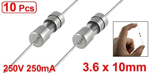sourcingmap 10 Pcs Axial Lead Slow Blow 3.6 x 10mm Glass Fuse 250V 250mA - Image 3