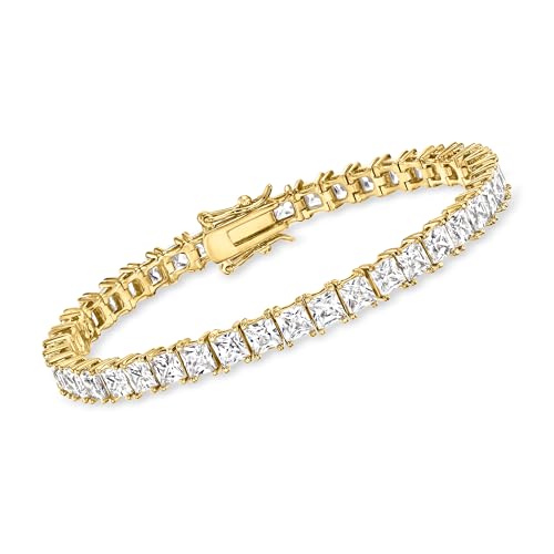 Ross-Simons 16.00 ct. t.w. Princess-Cut CZ Tennis Bracelet in 18kt Gold Over Sterling