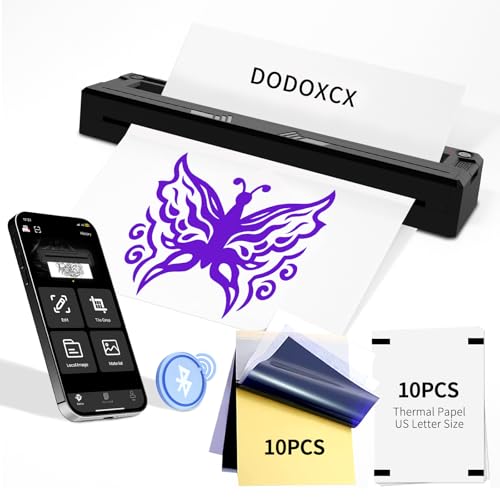 Tattoo Stencil Printer Machine for Tattoo Beginners&Artists,with 10pcs Tattoo Transfer Paper,Portable Thermal Printer Compatible with Phone/Pc