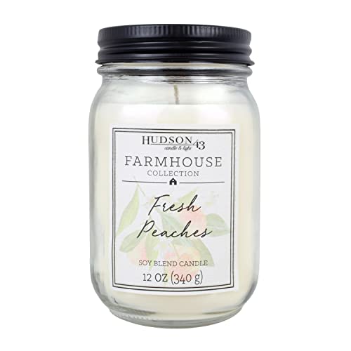 Mason Jar Candle Farmhouse Decor | Fall Scented Candle With Natural Soy Wax Blend | Long Lasting Aromatherapy Candle For Home Fragrance | Rustic Peach Candle Jar With Lid, 12 Oz #TOP8