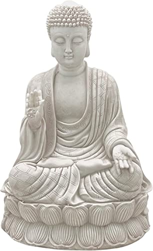 Estatua de Buda meditando de resina blanca de 12 pulgadas miniatura 3
