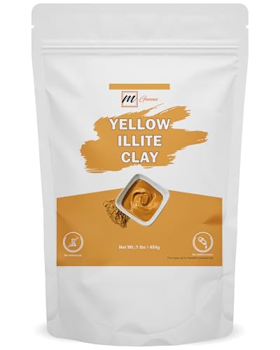 mGanna 100% Yellow Illite Clay Powder for Body Scrubs, Face Creams and Lotion Making 1 LBS / 454 GMS
