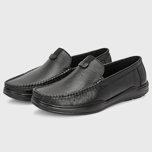 Image of Blue Leather by Centrino Genuine Leather Men's Loafer Shoes | Slip-On with Cushioned Insole | Stylish Round Toe Moccasin for Office, Formal Wear, Business Meeting, Wedding, Party & Everyday Use(4092)