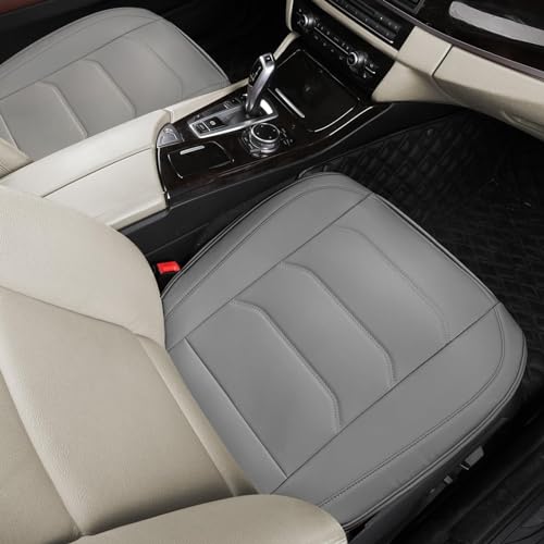 BOPUOVRE Car Seat Cover for Luxury & Comfort - PU Leather, Anti-Slip, Full Wrap Protection with Storage Pocket for Bottom Cushion - Universal Fit for 95% of Vehicles (Gray,2 Piece)