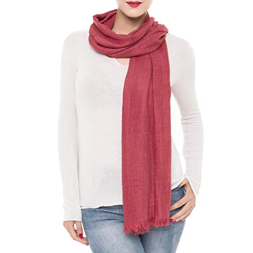 Scarfs For Women Fashion Lightweight Spring Fall Winter Colors Wrap Shawl (2 Fringed Edges, Red) #TOP3