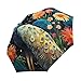 KAAVIYO Floral Artwork Ostrich Umbrella Windproof Automatic Foldable Umbrells Auto Open Close for Men Women Kids