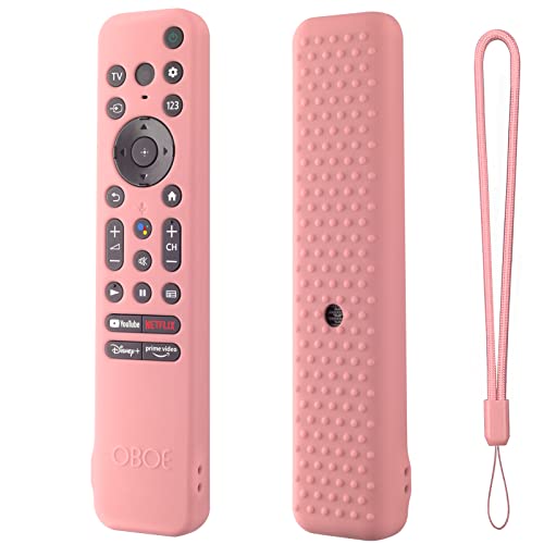 Image of Sony Smart TV 2022 Voice Remote Protective Case - Compatible with RMF-TX 800U / RMF-TX 900U - Oboe Silicone Cover with Lanyard (C-Pink) [Remote NOT Included]