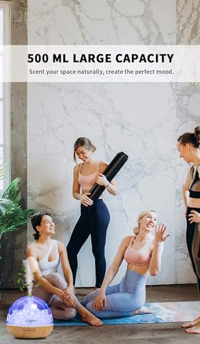 500ml Temgua essential oil diffuser with 1pure lavender oil, control remote 4 timer setting, auto shut-off, ultrasonic aromatherapy humidifier scented diffuser 2 mist time 7Colors change (Light wood) - Image 6