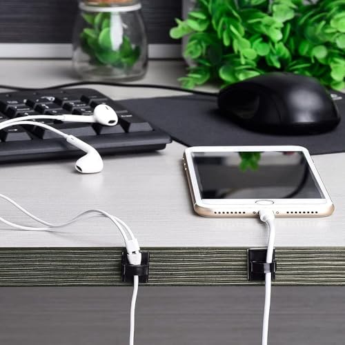 5 Piezas Clips Ajustables para Gestión de Cables, Organizadores Adhesivos para Cables, Soporte para Cable para TV PC Ethernet Bajo Escritorio Pared Oficina en Casa miniatura 4