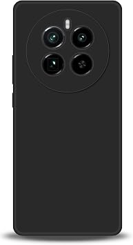 Compatible with Realme GT5 Pro Case,with Camera Lens Protector Ultra Slim Liquid Silicone Cover Anti-Scratch Shockproof Case-Black