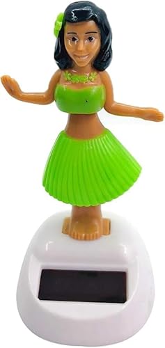 Green Hula Girl Figure, Dashboard Doll, Solar Powered Dancing Girl, Car Dashboard Decor, Swinging Bobble Toy, Car Ornaments Dolls, Hawaiian Girls Solar Dancing Ideal For Windowsill, Car, Office, Desk