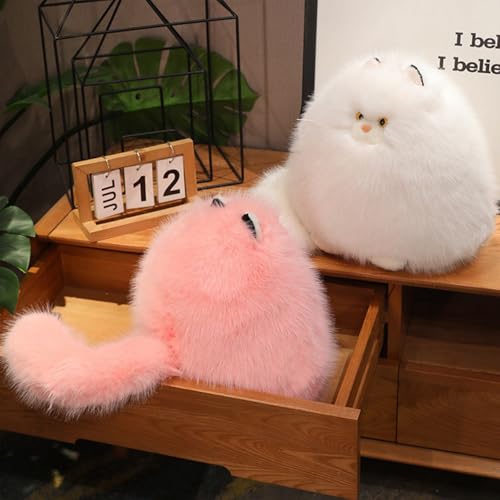 Image of PEACH CAT Fat Cat Stuffed Animal 11.8 inch Big Kitten Plushies Cute Plush Toys Birthday Gifts for Kids White
