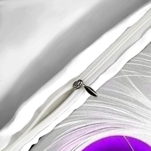 Parure de lit 2 pièces chat blanc violet 100% coton 135x200cm pour lit simple