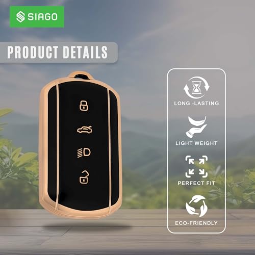 Image of SIAGO TPU Key Cover Compatible with Tata Curvv | Curvv EV Electric 4 Button Smart Key (Black)