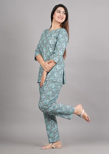 Image of Kuruti B Sheets Women's Printed Night Suit Set | Soft & Breathable Top and Pyjama Set for Women | Stylish Relaxed Fit Sleepwear for Everyday Comfort | Perfect Lounge Wear for Home & Travel