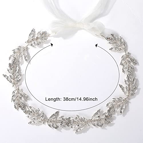 Sweetv Leaf Wedding Headpieces For Bride Silver Bridal Headband Flower Girl Headpiece Handmade Wedding Hair Accessories #TOP6
