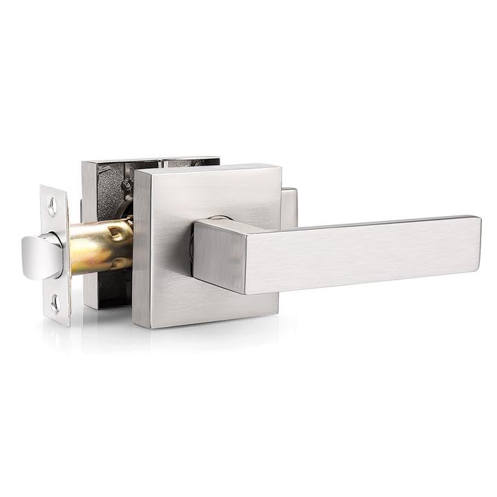 Poignée de porte qui ne bloque plus levier carré Prbrico passage nickel satiné