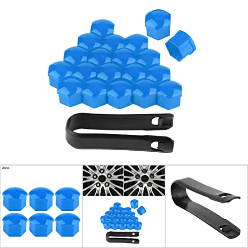 Image of 19mm Wheel Nut Covers (20-Pack) - Hub Screw Caps for Car Rims, Rust Prevention, Decorative Auto Accessories in Blue