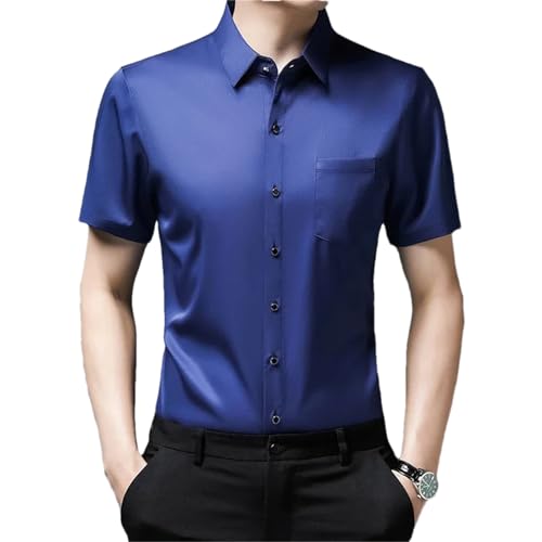 Chemise d'été homme grande taille bleu marine manches courtes 4XL