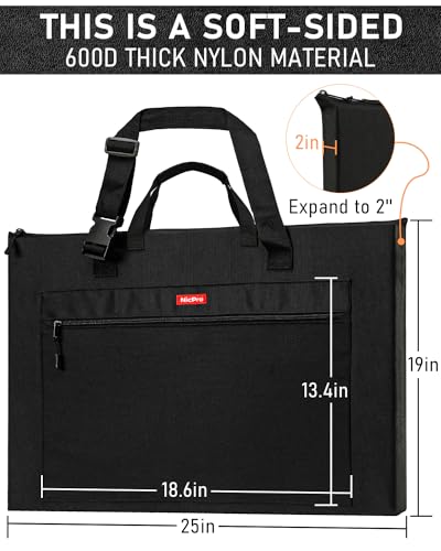 Image of Nicpro Light Weight Art Portfolio Bag, 18x 24 Inches Waterproof Art Portfolio Case with Shoulder & Handle Carry, for Artwork, Poster, Sketch Drawing, Canvas, Photography, Solar Panel Storage