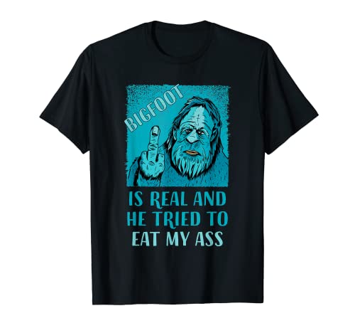 Sasquatch Gifts - Bigfoot é real e tentou comer o meu t-shirt, Preto, S