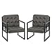 Produktbild COLAMY Mid Century Modern ohrensessel 2er Set, Bequeme Lounge Sessel, Brauner Leder Accent Chair, Kunstleder Empfangssessel mit Metallbeinen für Wohnzimmer Schlafzimmer Empfangsraum Wartezimmer, grau