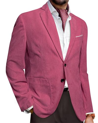 Image of Barry.Wang Men's Vintage Corduroy Blazer Jackets Business Casual Sport Coat | 2 Button,Notch Lapel,Patch Front Pockets,Regular Fit,Daily Wear,Office,Country Western Style,Church Gathering,Homecoming