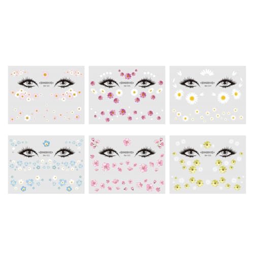 COMPUKAS 6 Pegatinas de Maquillaje para Rostro Papel Resistente al Agua y Fácil de Aplicar Diseño de Colores Variados Color Aleatorio para Mujeres y