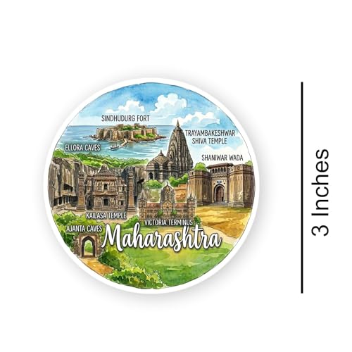 Image of Maharashtra Textured Finish Acrylic Fridge Magnet- UV Texture Printed, Stylish Multicolor Magnet for Fridge, Wardrobe & Metal Surfaces, Pack of 1 (Maharashtra 1)