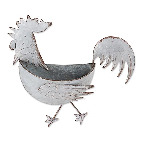 Accent Plus Rooster Galvanized Wall Planter, 14.25x3.75x13.75