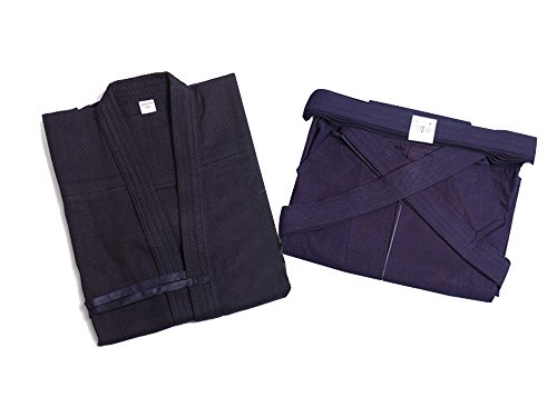 ZooBoo Mens Kendo Aikido Hapkido Martial Arts Keikogi and Hakama Suit (M 170, Dark Blue & Dark Blue)