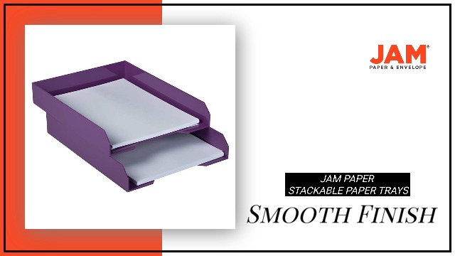 JAM PAPER Stackable Paper Trays - Purple, 2-Pack Desktop Organizer For Letter Size Documents - View #6