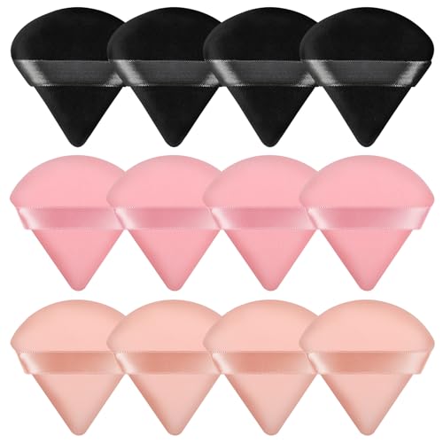 Pimoys 12 Pcs Triangle Powder Puffs For Foundation, Reusable