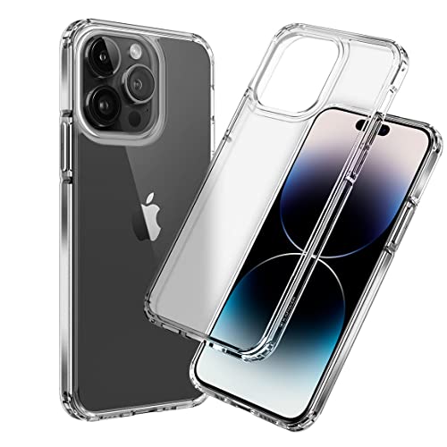 Image of KAPAVER Ice Crystal Series Clear Case Cover with Edge to Edge Tempered Glass Compatible with iPhone 14 Pro Max (Clear)