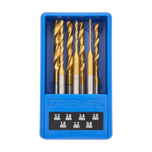 Dremel Jeu de 7 Forets Revêtus de Titane avec Coffret (0.8-3.2mm), perce Bois, Plastique, Métaux...