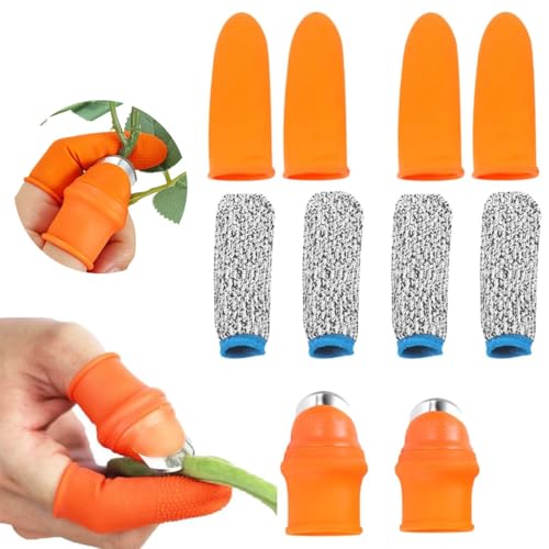 SGERUFZ 10erSet Daumenmesser aus Silikon,Fingermesser Ernte Werkzeug,Messer Separator mit Silikon-Fingerschützer,Gartenarbeit Gadget,Obst Pflanzen Pflücker für Obst Gemüse Trimmen Pflanzen,Zwei Größen